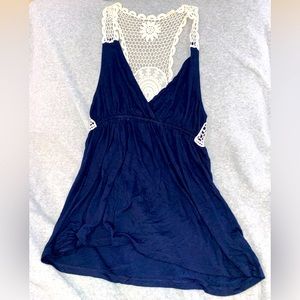 Navy Blue and lace tank top